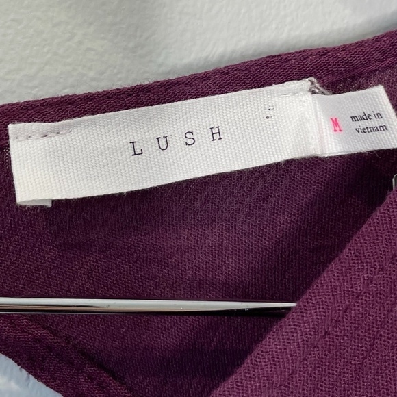 Lush Purple V-Neck Open Back Lightweight Blouse Plus Size - Picture 3 of 6